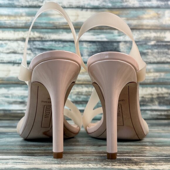 Deltan Tinsley Sandal Womens 9 Beige Silicone Open Toe Slip On Dress Eveningwear - Picture 5 of 11